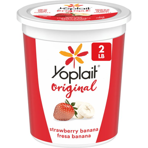 Yoplait Original Smooth Style Strawberry Banana Low Fat Yogurt Tub