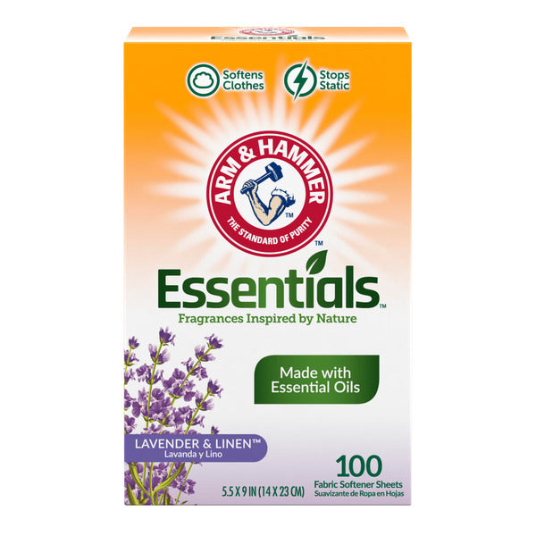 Arm & Hammer Essentials Lavender & Linen Fabric Softener Sheets