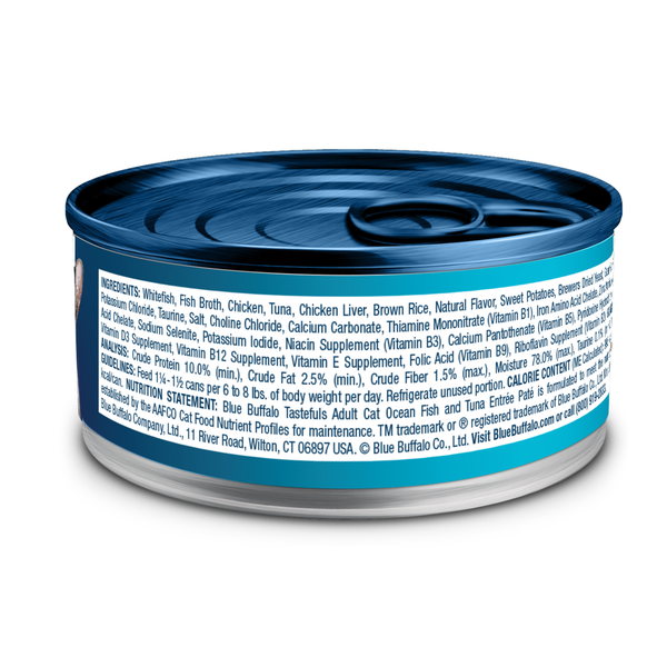 Blue Buffalo Tastefuls Natural Pate Wet Cat Food, Ocean Fish & Tuna Entrée