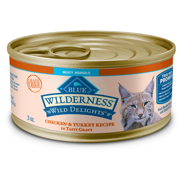 Blue Buffalo Wilderness Wild Delights High Protein Grain Free Wet Cat Food, Chicken & Turkey DestGlow