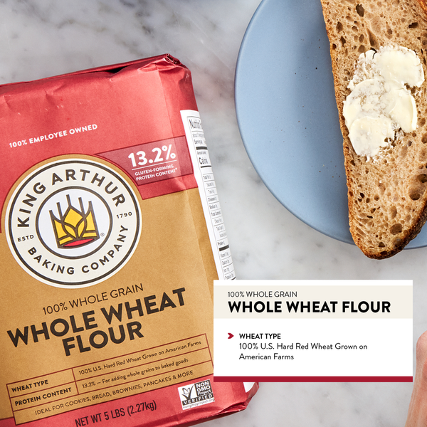 King Arthur Baking Company Whole Wheat Flour, 100% Whole Grain, Non-GMO Project Verified, Certified Kosher