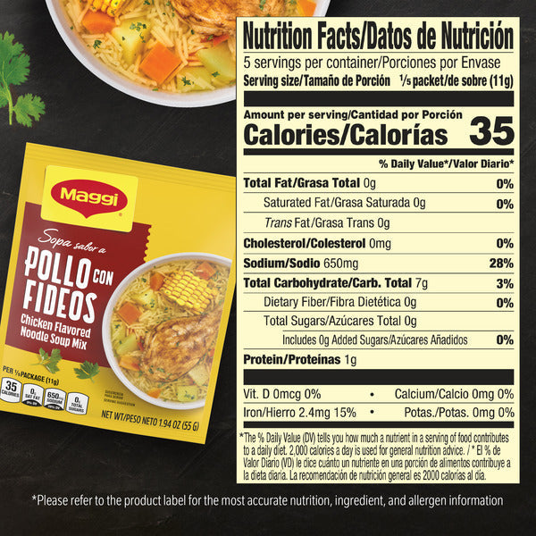 Maggi Sopa Sabor A Pollo Con Fideos Chicken Flavored Noodle Soup Mix