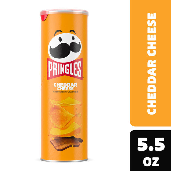 Pringles Cheddar Cheese Potato Crisps Chips, Lunch Snacks, 5.5 oz