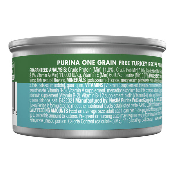 Purina ONE Natural, High Protein, Grain Free Wet Cat Food Pate, Turkey Recipe DestGlow