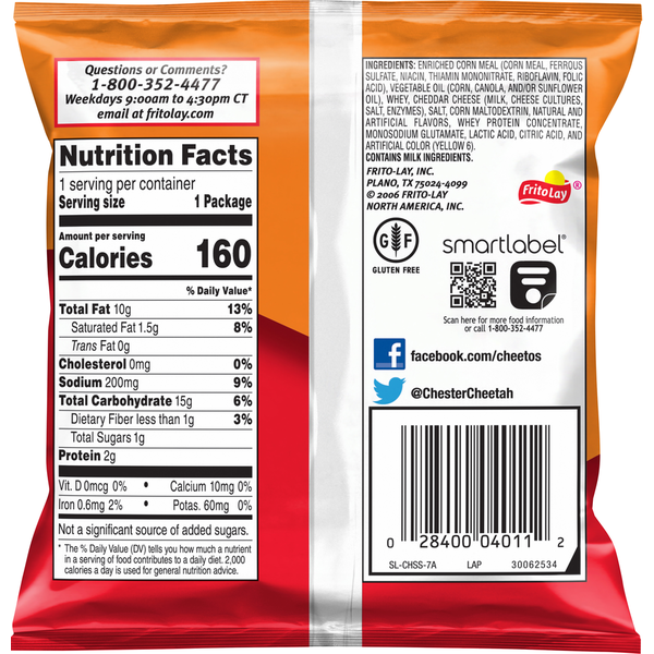 Cheetos Cheese Flavored Snacks, Crunchy