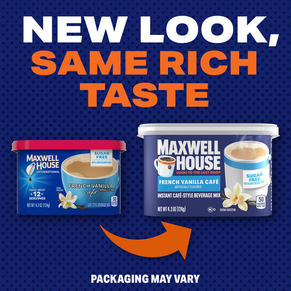 Maxwell House Sugar Free French Vanilla Cafe Instant Cafe-Style Beverage Mix