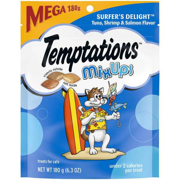 TEMPTATIONS MixUps Crunchy and Soft Cat Treats Surfers&