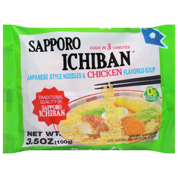 Sapporo Noodles & Soup, Chicken Flavored, Japanese Style