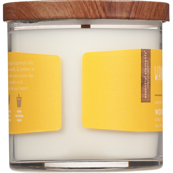 Essential Elements Candle, Wooden Wick, Wanderlust, Vanilla + Sandalwood