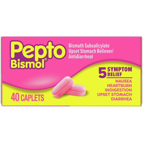 Pepto-Bismol Caplets For Nausea, Heartburn, Indigestion, Upset Stomach, And