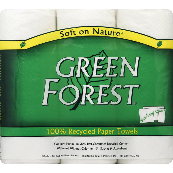 Green Forest Paper Towels, 100% Recycled, Size Your Own, Two-Ply