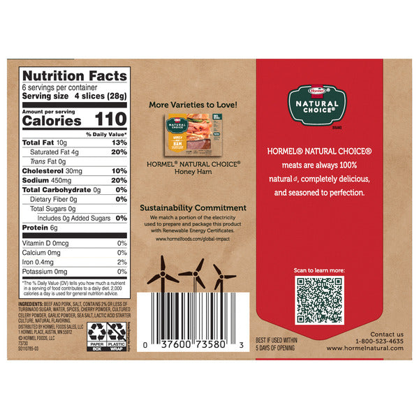 NATURAL CHOICE Natural Choice Uncured Hard Salami