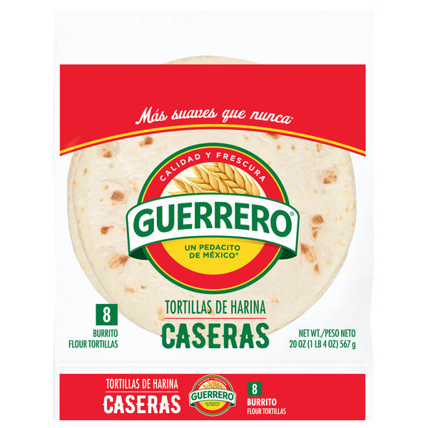 Guerrero Caseras Flour Tortillas, Burrito Size, 8 Count