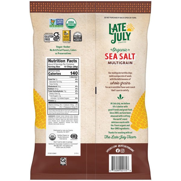 LATE JULY Snacks Sea Salt Tortilla Chips