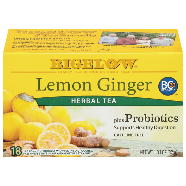 Bigelow Lemon Ginger Plus Probiotics Herbal Tea Bags