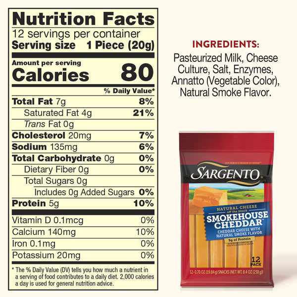 Sargento Natural Smokehouse Cheddar™ Cheese Sticks, 12-Count