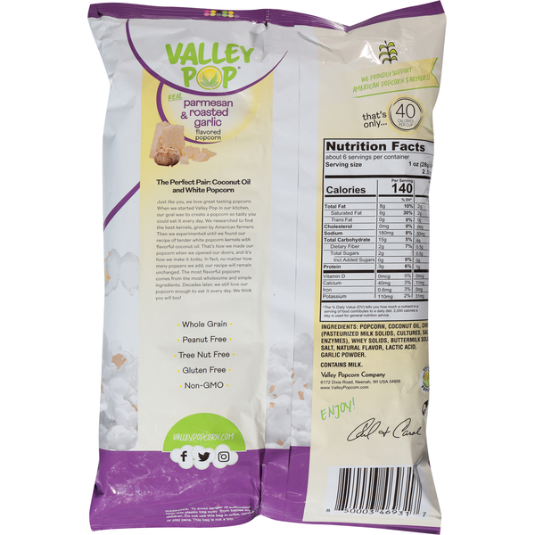 Valley Pop Cheesy Infusions Parmesan & Roasted Garlic Popcorn