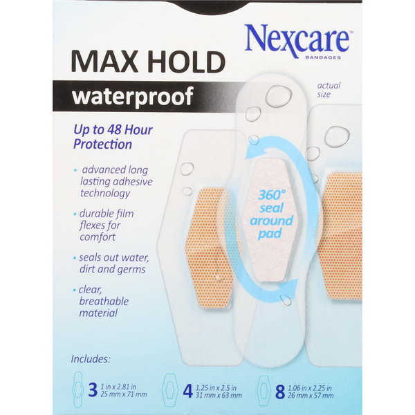 Nexcare Bandages, Max Hold, Waterproof, Assorted