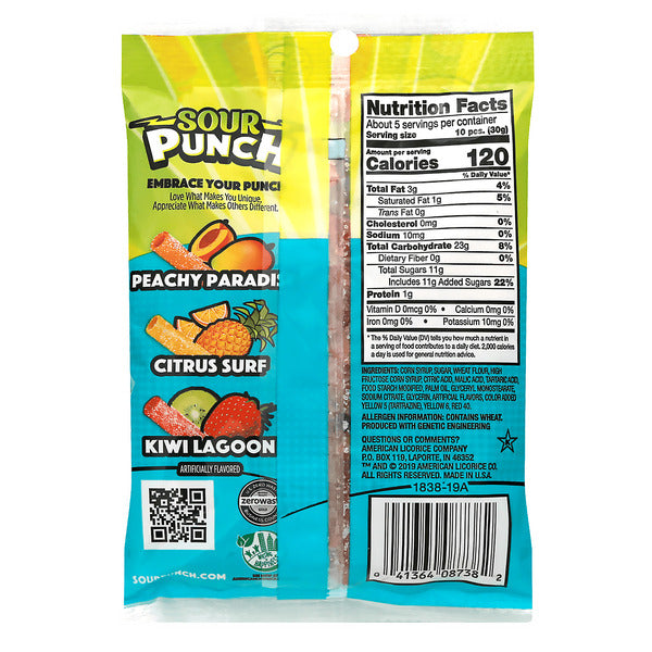 Sour Punch Tropical Blends Chewy Candy Pieces