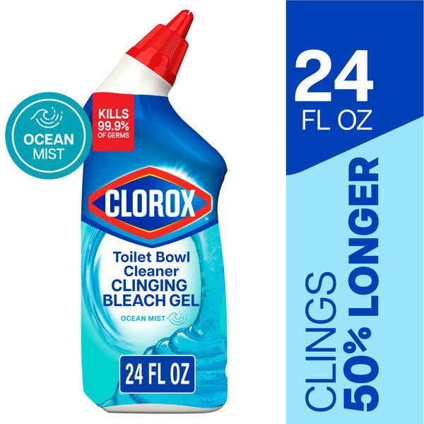 Clorox Toilet Bowl Cleaner, Clinging Bleach Gel, Ocean Mist