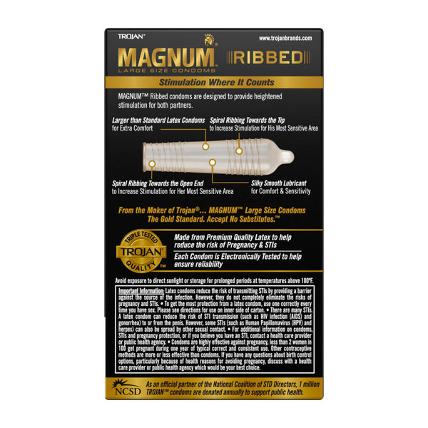 Trojan Magnum Ribbed Large Size Lubricated Condoms