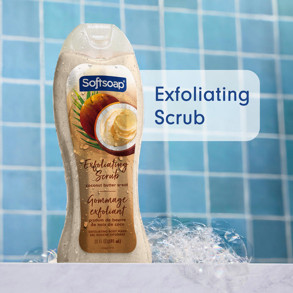 Softsoap Exfoliating Body Wash Scrub, Coconut Butter