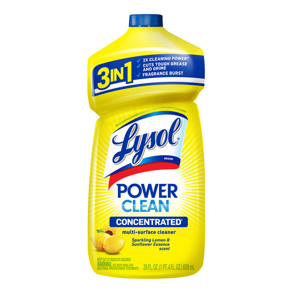 LYSOL® Lysol Power Clean Multi-Surface Cleaner, 2x Concentrated Pour, Sparkling Lemon & Sunflower Essence scent, 28 Fl Oz