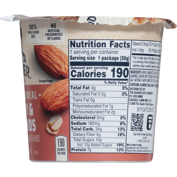 Quaker Instant Oatmeal, Honey & Almonds