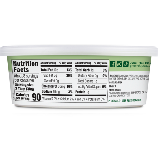 Green Valley Lactose Free Organic Cream Cheese