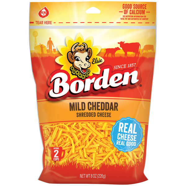 Borden Regular Shredded Cheese, Mild Cheddar