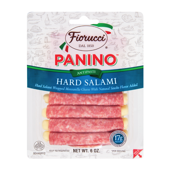 Fiorucci Hard Salami Wrapped Mozzarella Cheese Panino, Easy to Open Packets, Resealable Package