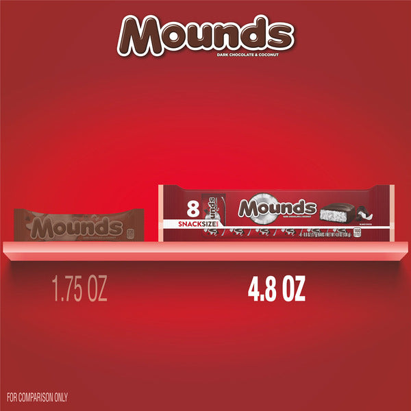 MOUNDS Coconut and Dark Chocolatey Snack Size, Candy Bars, 0.6 oz (8 Count)