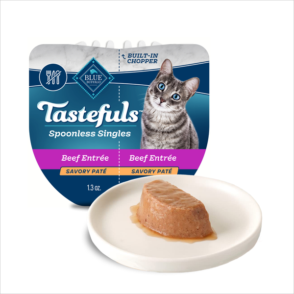 Blue Buffalo Tastefuls Spoonless Singles Wet Cat Food, Beef, Twin Pack Cups