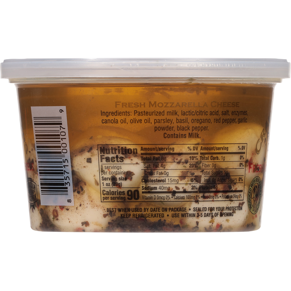 Crave Brothers Marinated Ciliegine Fresh Mozzarella Cheese
