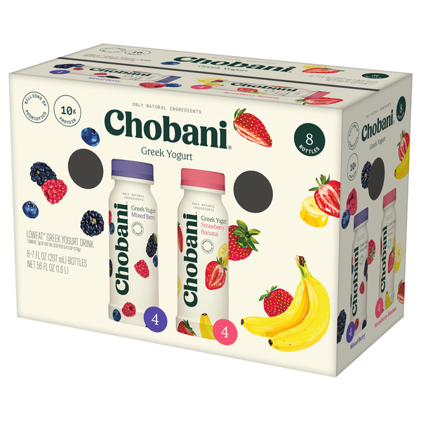 Chobani Lowfat Greek Mixed Berry/Strawberry Banana Yogurt Drink