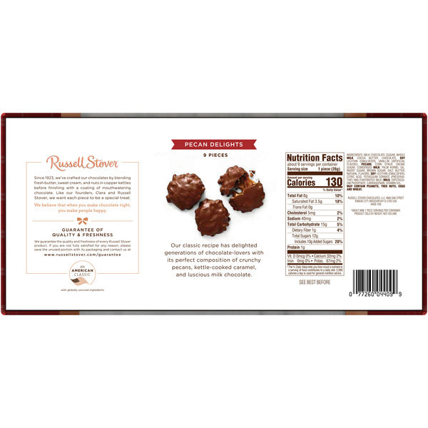 Russell Stover Pecan Delights Milk Chocolate Candy Gift Box
