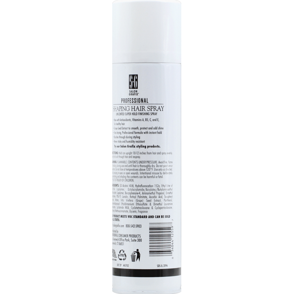 Salon Grafix Professional Shaping Hair Spray, Super Hold, Unscented
