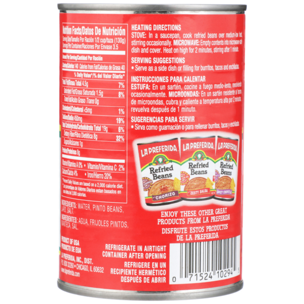 La Preferida Authentic Refried Beans, Creamy