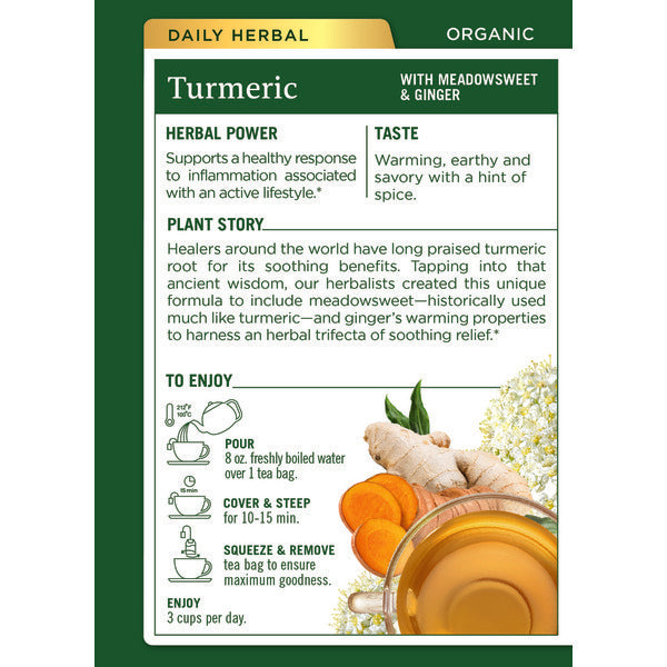 Traditional Medicinals Organic Turmeric with Meadowsweet & Ginger, Caffeine Free Herbal Tea