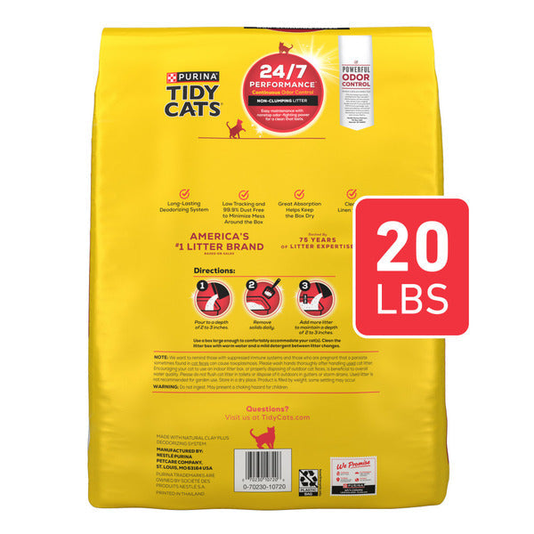 Purina Tidy Cats Non Clumping Cat Litter, 24/7 Performance Multi Cat Litter Odor Control Formula