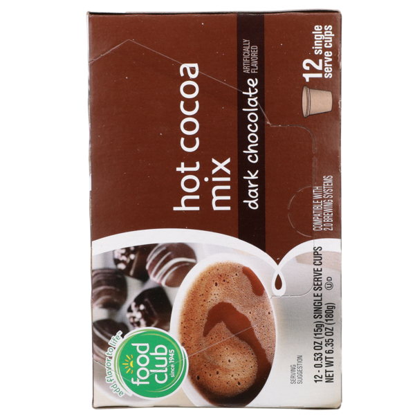 Food Club Dark Chocolate Flavored Hot Cocoa Mix Single Serve Cups