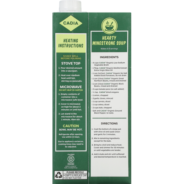 CADIA Broth, Organic, Low Sodium, Vegetable