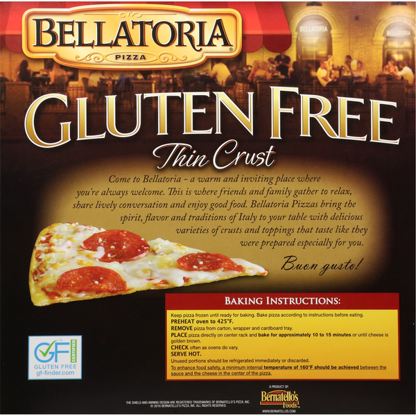 Bellatoria Pizza, Gluten Free, Pepperoni, Thin Crust