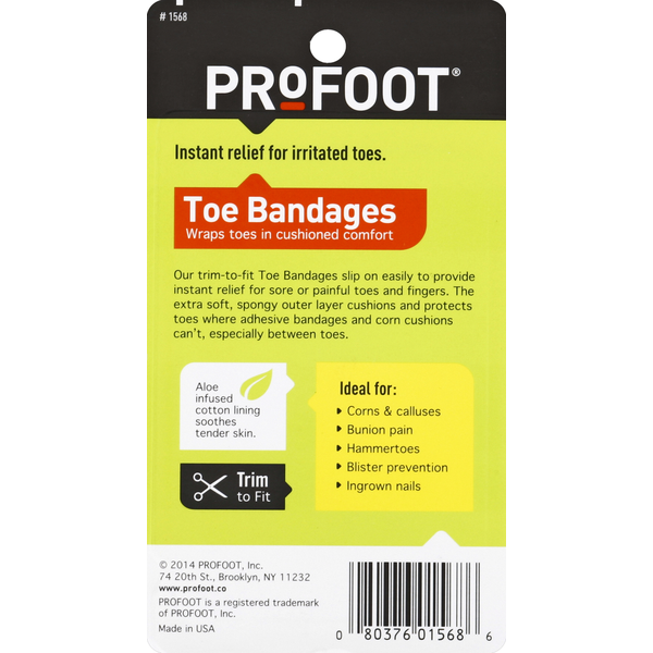 ProFoot Toe Bandages, with Aloe, One Size