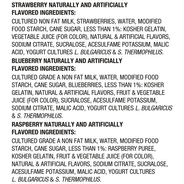 Dannon Light + Fit Nonfat Yogurt, Strawberry/Blueberry/Raspberry, Gluten-Free, 12 Pack