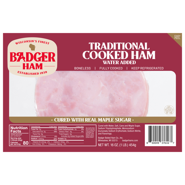 Badger Ham Traditional Cooked Ham - Sliced