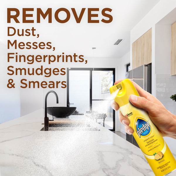 Pledge® Expert Care™ Enhancing Polish Aerosol, Lemon Scent, Shines & Protects