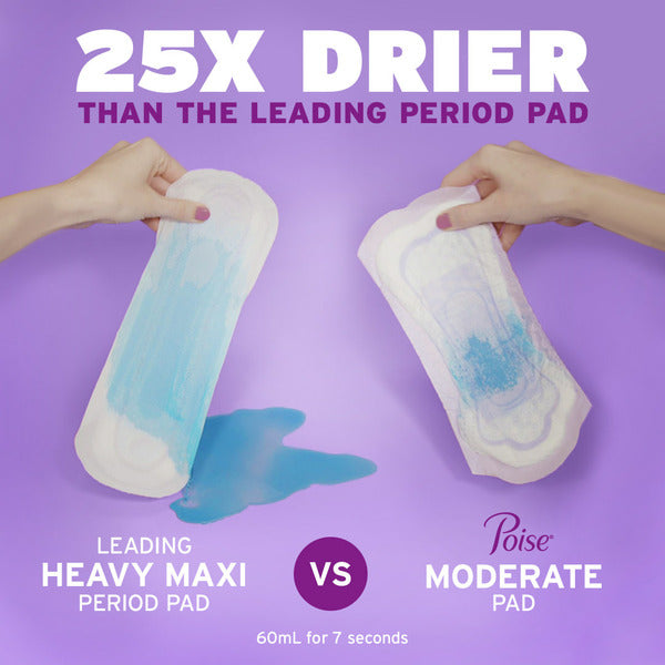 Poise Incontinence Pads, Maximum Absorbency, Long Length