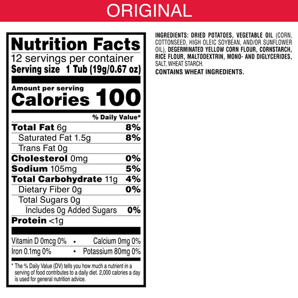 Pringles Snack Cups Original Potato Crisps Chips, Lunch Snacks, Snack Cups, 12 Count