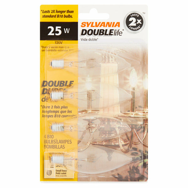 Sylvania Double Life 25w Small Base B10 Bulbs